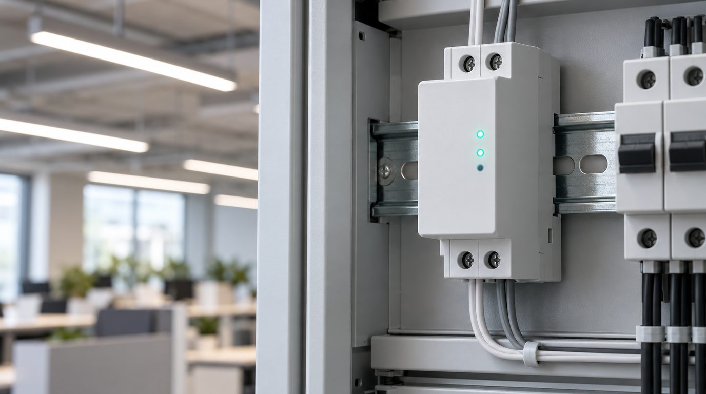 A DIN-rail DALI gateway in a distribution panel