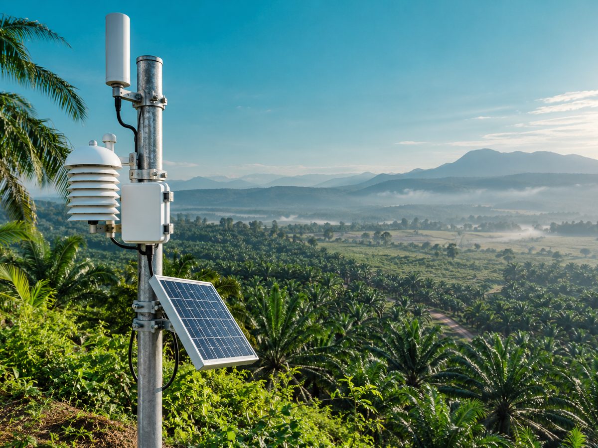 A weatherproof LoRa sensor and gateway antenna on a pole
